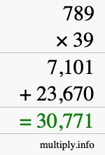 How to calculate 789 times 39 using long multiplication