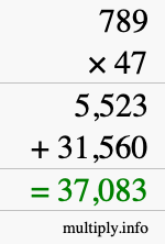 How to calculate 789 times 47 using long multiplication