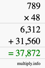 How to calculate 789 times 48 using long multiplication