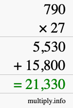 How to calculate 790 times 27 using long multiplication