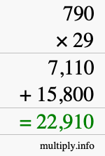 How to calculate 790 times 29 using long multiplication