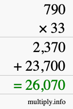 How to calculate 790 times 33 using long multiplication