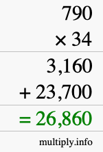 How to calculate 790 times 34 using long multiplication How to calculate 790 times 34 using long multiplication