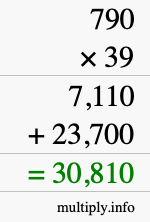 How to calculate 790 times 39 using long multiplication