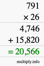 How to calculate 791 times 26 using long multiplication How to calculate 791 times 26 using long multiplication