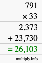How to calculate 791 times 33 using long multiplication