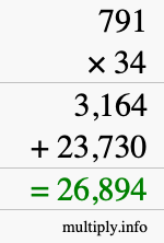 How to calculate 791 times 34 using long multiplication How to calculate 791 times 34 using long multiplication