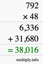 How to calculate 792 times 48 using long multiplication
