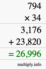 How to calculate 794 times 34 using long multiplication How to calculate 794 times 34 using long multiplication