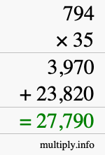 How to calculate 794 times 35 using long multiplication How to calculate 794 times 35 using long multiplication