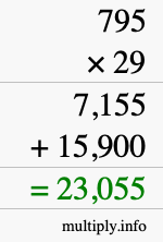 How to calculate 795 times 29 using long multiplication