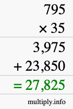 How to calculate 795 times 35 using long multiplication How to calculate 795 times 35 using long multiplication