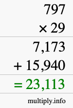 How to calculate 797 times 29 using long multiplication