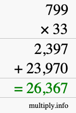 How to calculate 799 times 33 using long multiplication