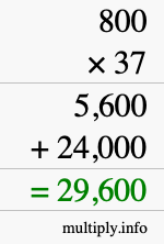 How to calculate 800 times 37 using long multiplication