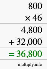 How to calculate 800 times 46 using long multiplication