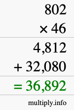How to calculate 802 times 46 using long multiplication