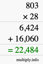 How to calculate 803 times 28 using long multiplication