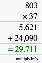 How to calculate 803 times 37 using long multiplication