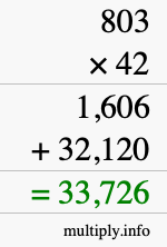 How to calculate 803 times 42 using long multiplication