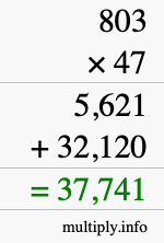 How to calculate 803 times 47 using long multiplication