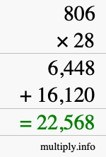 How to calculate 806 times 28 using long multiplication How to calculate 806 times 28 using long multiplication