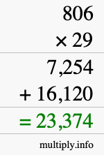 How to calculate 806 times 29 using long multiplication How to calculate 806 times 29 using long multiplication