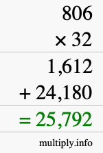 How to calculate 806 times 32 using long multiplication How to calculate 806 times 32 using long multiplication