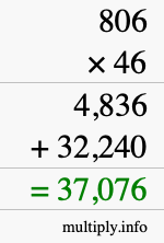 How to calculate 806 times 46 using long multiplication