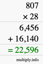 How to calculate 807 times 28 using long multiplication How to calculate 807 times 28 using long multiplication