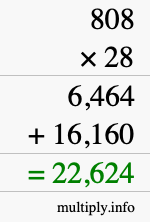 How to calculate 808 times 28 using long multiplication How to calculate 808 times 28 using long multiplication