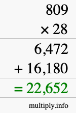 How to calculate 809 times 28 using long multiplication How to calculate 809 times 28 using long multiplication