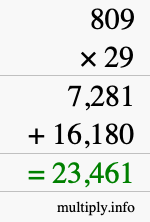 How to calculate 809 times 29 using long multiplication