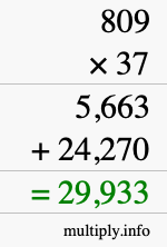How to calculate 809 times 37 using long multiplication