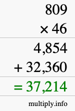How to calculate 809 times 46 using long multiplication