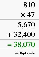 How to calculate 810 times 47 using long multiplication