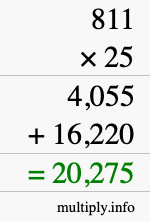 How to calculate 811 times 25 using long multiplication How to calculate 811 times 25 using long multiplication