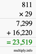 How to calculate 811 times 29 using long multiplication