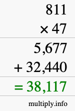 How to calculate 811 times 47 using long multiplication