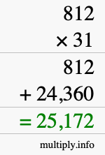 How to calculate 812 times 31 using long multiplication