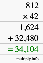 How to calculate 812 times 42 using long multiplication
