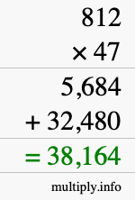 How to calculate 812 times 47 using long multiplication