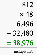 How to calculate 812 times 48 using long multiplication