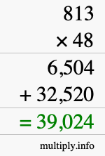 How to calculate 813 times 48 using long multiplication