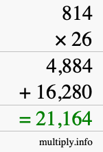 How to calculate 814 times 26 using long multiplication