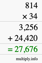 How to calculate 814 times 34 using long multiplication