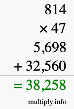 How to calculate 814 times 47 using long multiplication