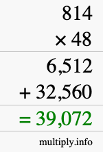 How to calculate 814 times 48 using long multiplication