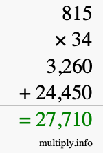 How to calculate 815 times 34 using long multiplication