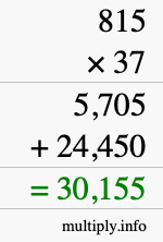 How to calculate 815 times 37 using long multiplication